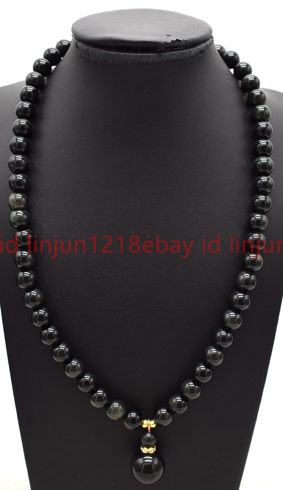 Pretty Natural 8mm Black Obsidian Round Gemstone Beaded Pedant Necklace 16-28in