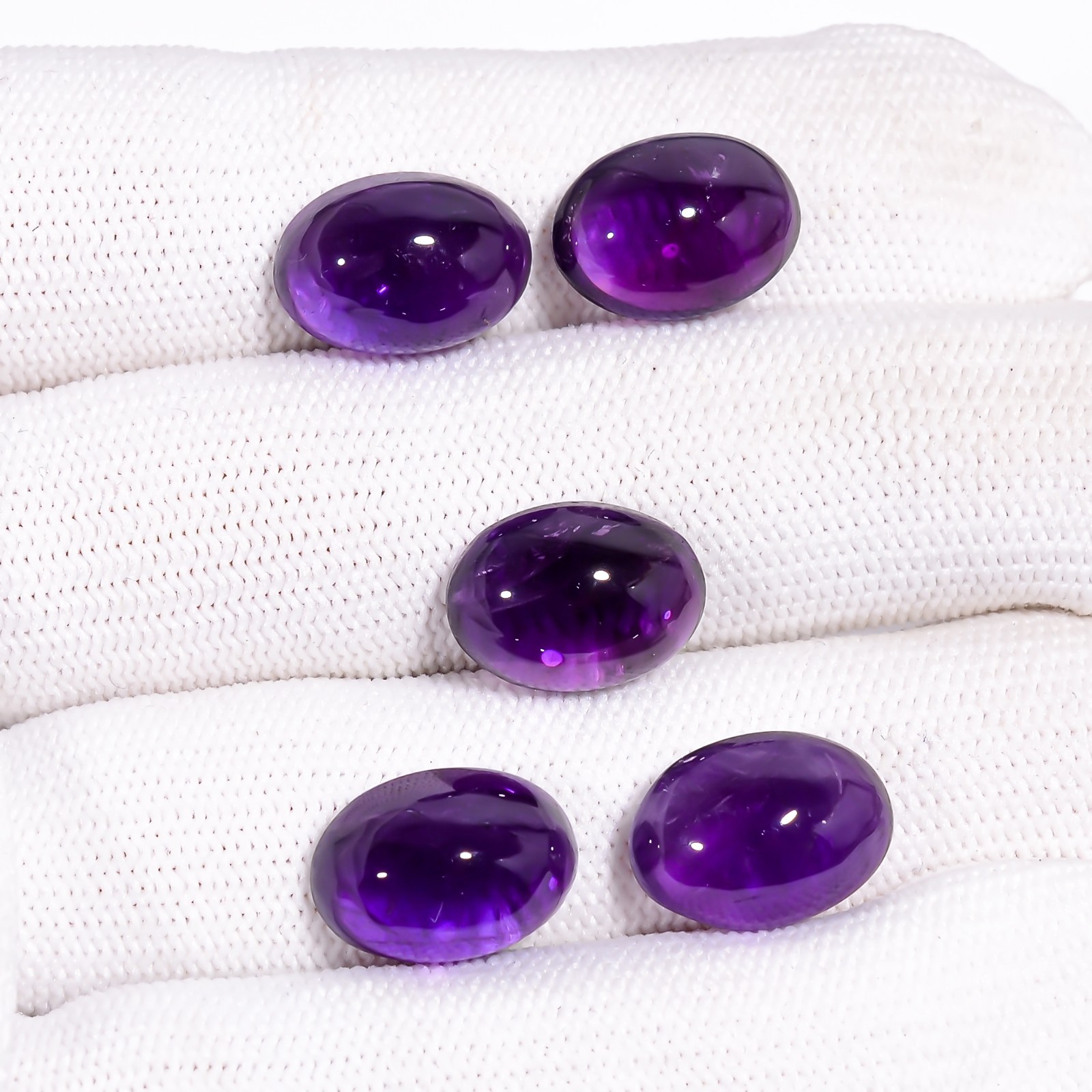 Natural purple Amethyst Oval Shape Gemstone Cabochon 5 Pc Lot 33 Cts 14X10X5 mm