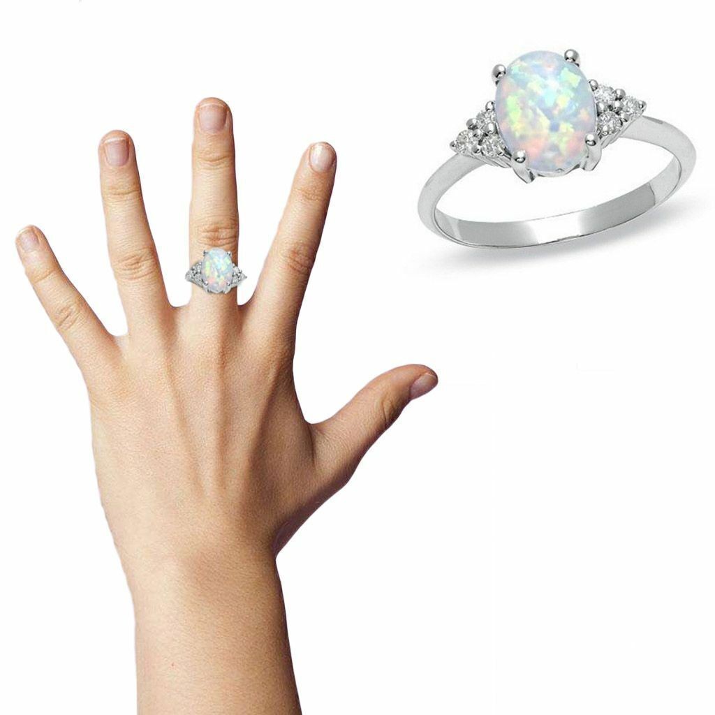 Fire Opal Ring in 925 Sterling Silver Gemstone Jewelry Ring Size 6/7/8/9 /10