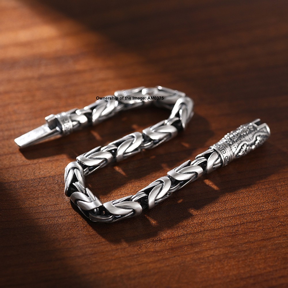 Pure 925 Silver Byzantine Link Chain Bracelet for Men/Women Vintage Look 5mm W