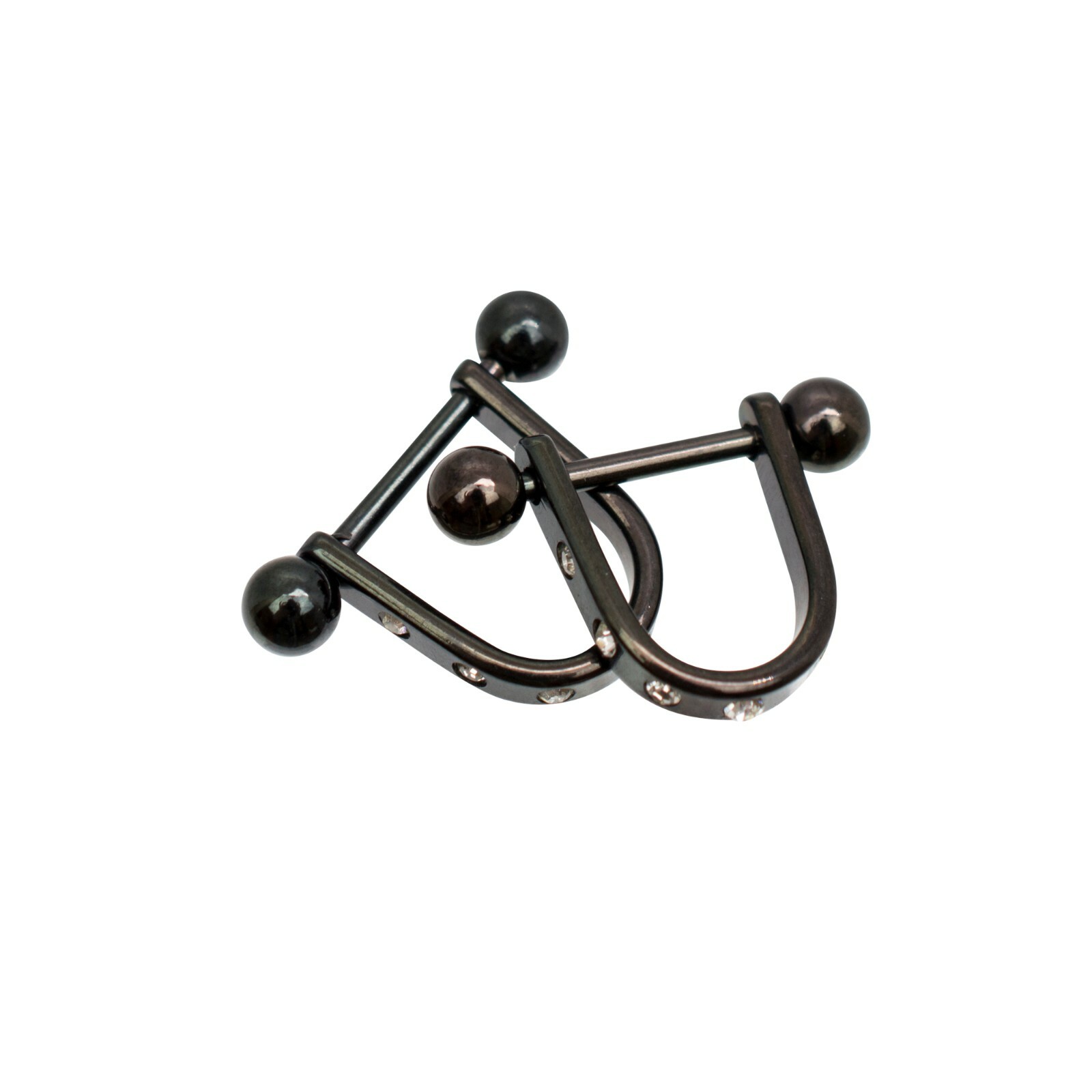 Nipple Shields U Shape Anodized Black with Cubic Zirconias Sold as a Pair 14G