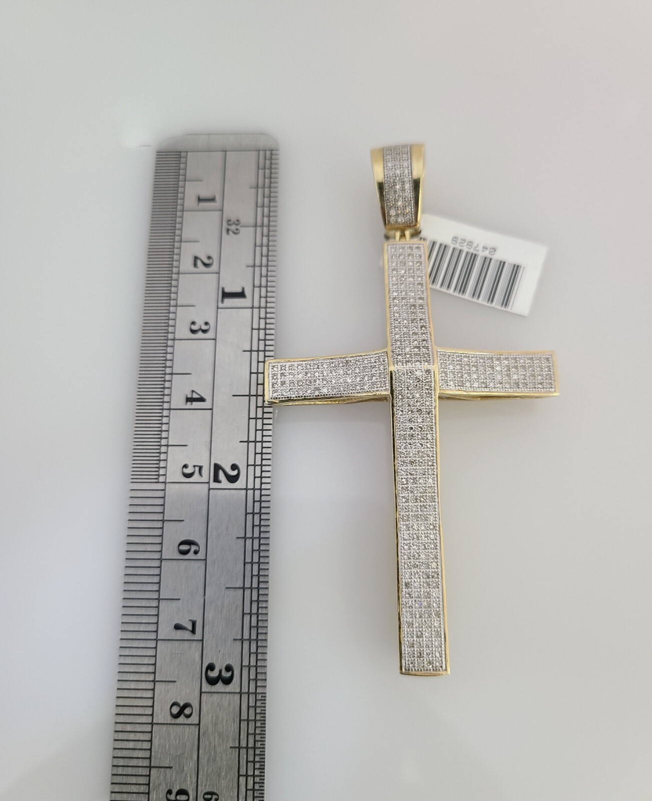 10k Solid Rope Chain Jesus Cross Charm Diamond Set 4mm 20″-28″ Necklace Gold