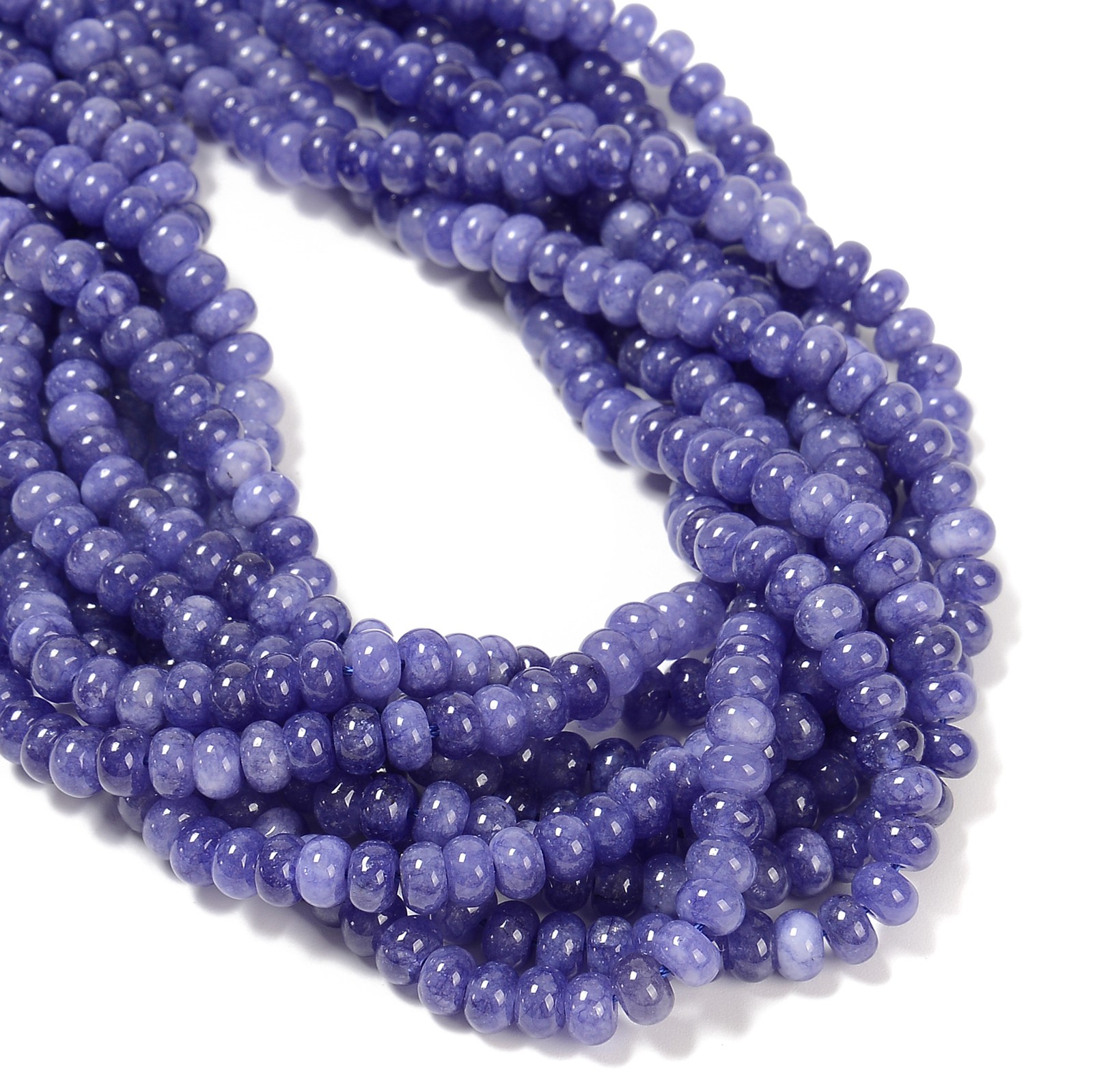 Tanzanite Color Dyed Jade Smooth Rondelle Beads Size 4x6mm 15.5” Strand