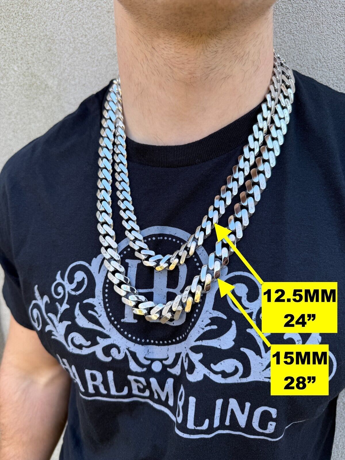 Monaco Cuban Link Chain Necklace Or Bracelet Hollow Real 925 Silver 9-15mm ITALY