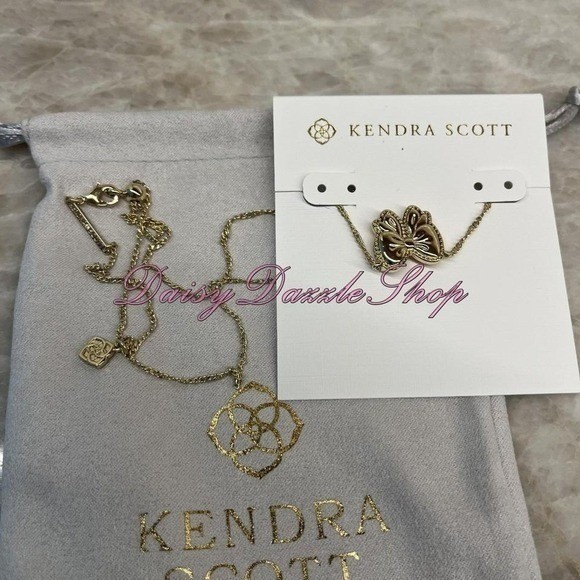 🎀✨Kendra Scott Haley Bow Gold Pendant Necklace In Blush Mother of Pearl New✨ 🎀