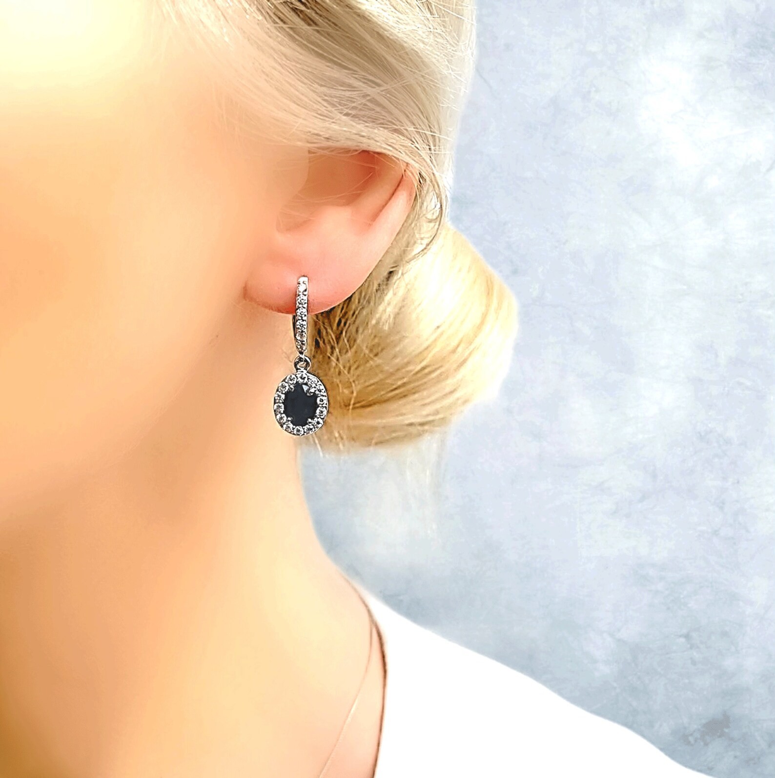 5.00 Ct Oval Cut Natural Sapphire Earring 14k Solid White Gold Stud Earrings