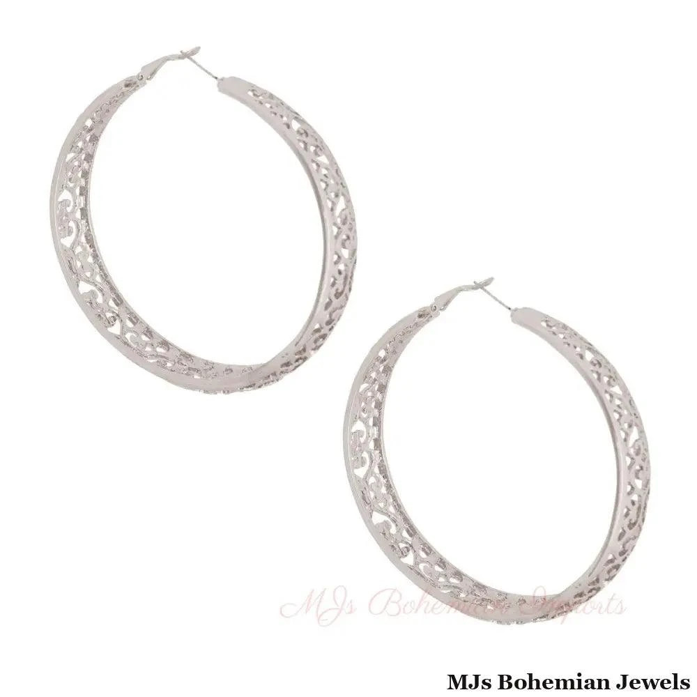 Silver Filigree Casting Hoop Earrings