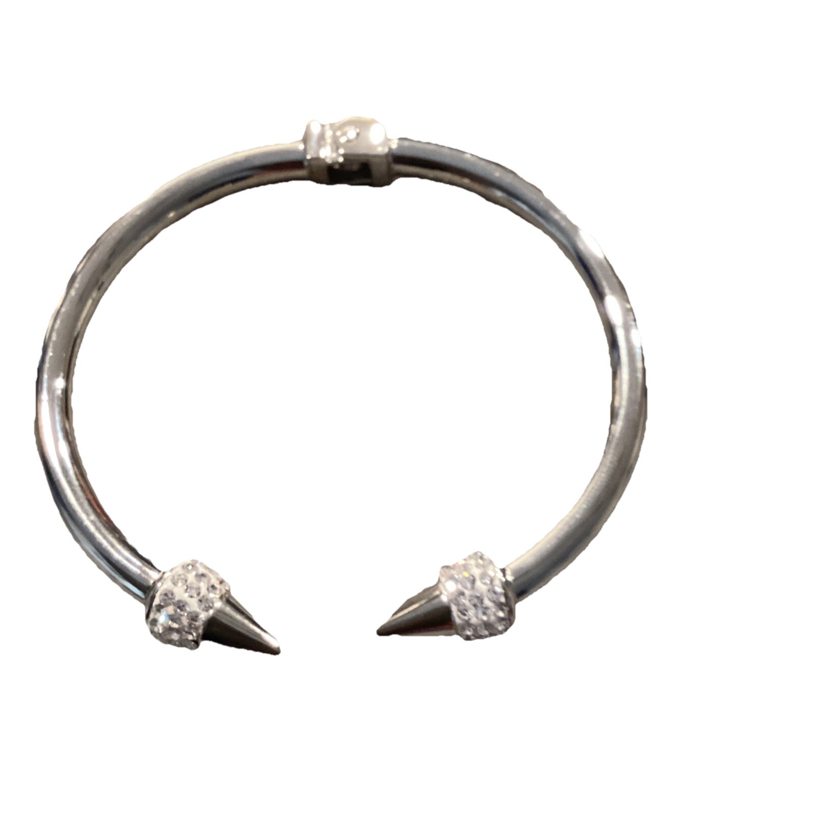 Bracelet Silver Bangle Cuff Hinged 2 Pc Crystal Accent Medium 7 New Gift Box
