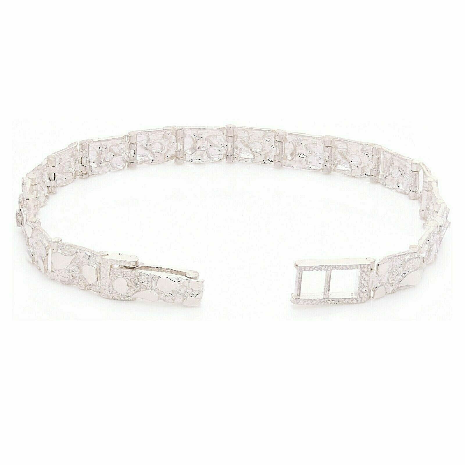 925 Sterling Silver Solid Nugget Bracelet Adjustable 6.5″-7″ 6.75mm 11.5 grams