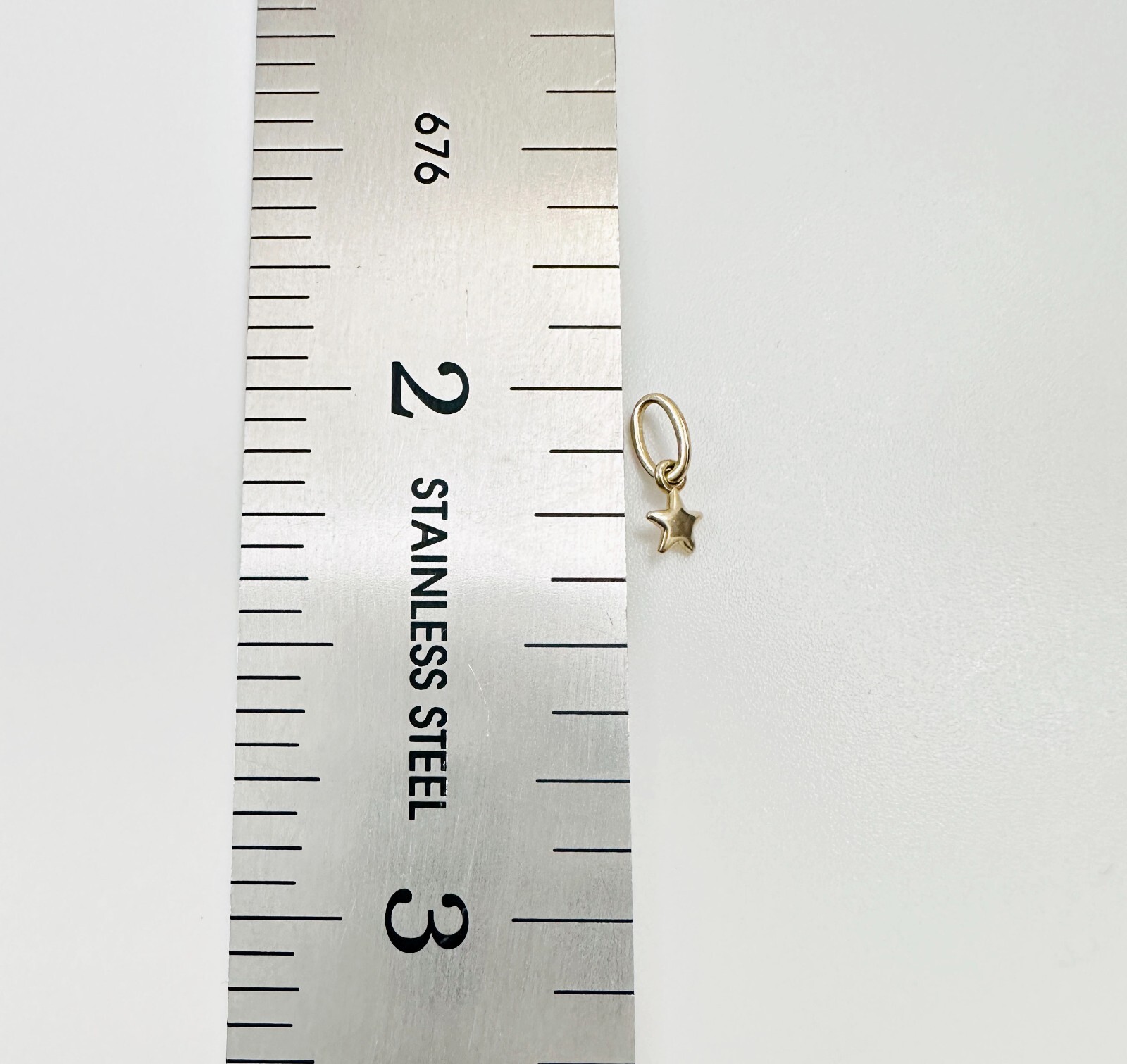 14K Solid Yellow Gold Teeny Tiny – Very Small Beveled Star Charm Pendant 8.5x3mm