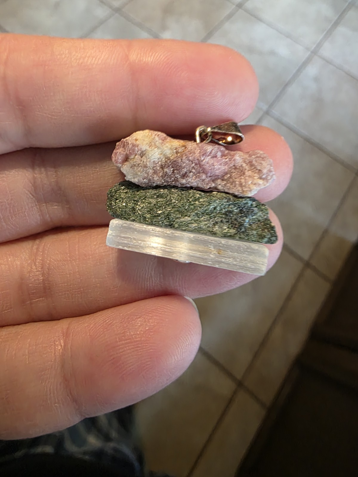 4 Handmade Rough Multicolor Stone Bar Pendant, Nature Theme, Unisex Adults