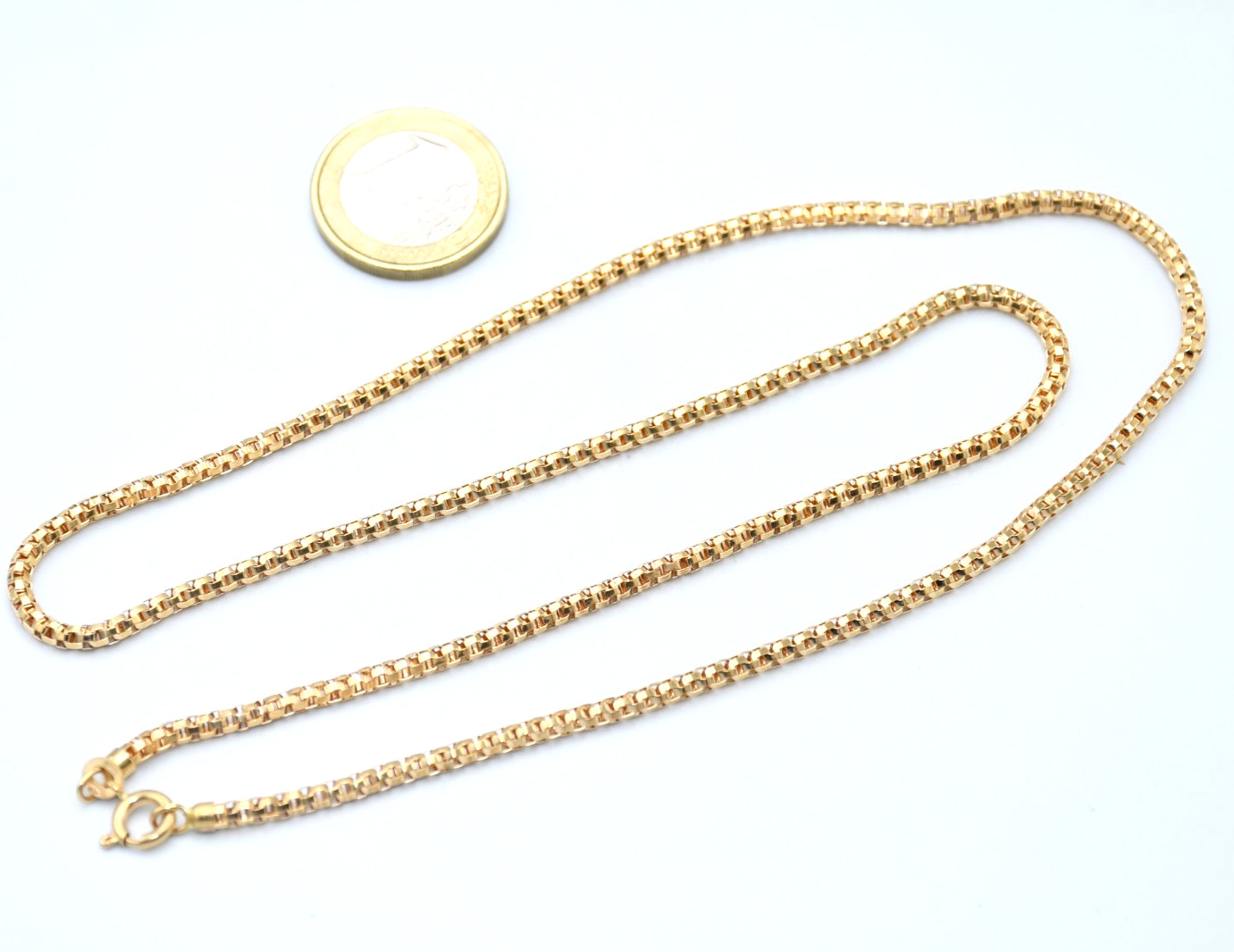 UNOAERRE Tubular Chain Necklace Solid 18K Yellow Gold Vintage ’70 60cm