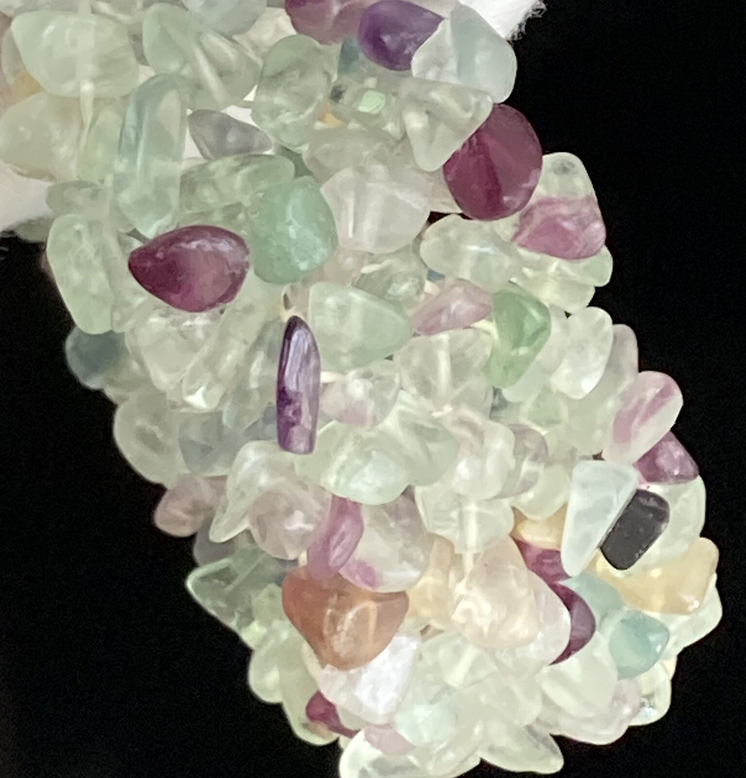 Vintage Amethyst, Quartz & Chrysoprase Wide Stretch Bracelet 6.5in Lovely 63.54g