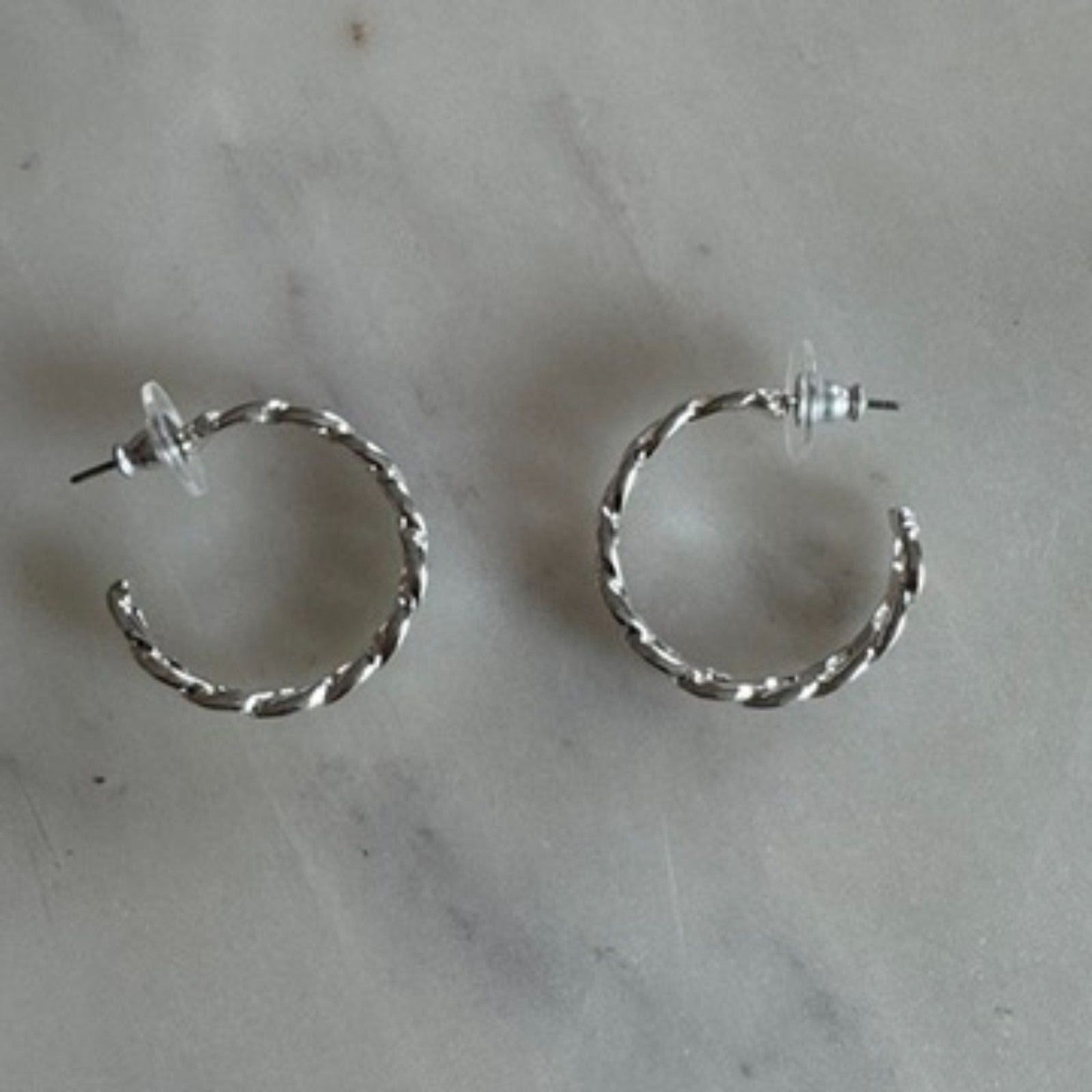 Silver Plated Chain Link Hoop Earrings