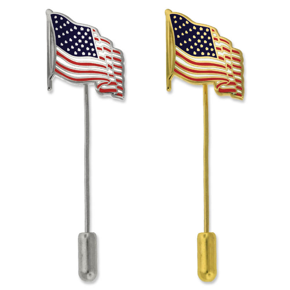 PinMart’s Patriotic American Flag Lapel Stick Pin – Gold or Silver