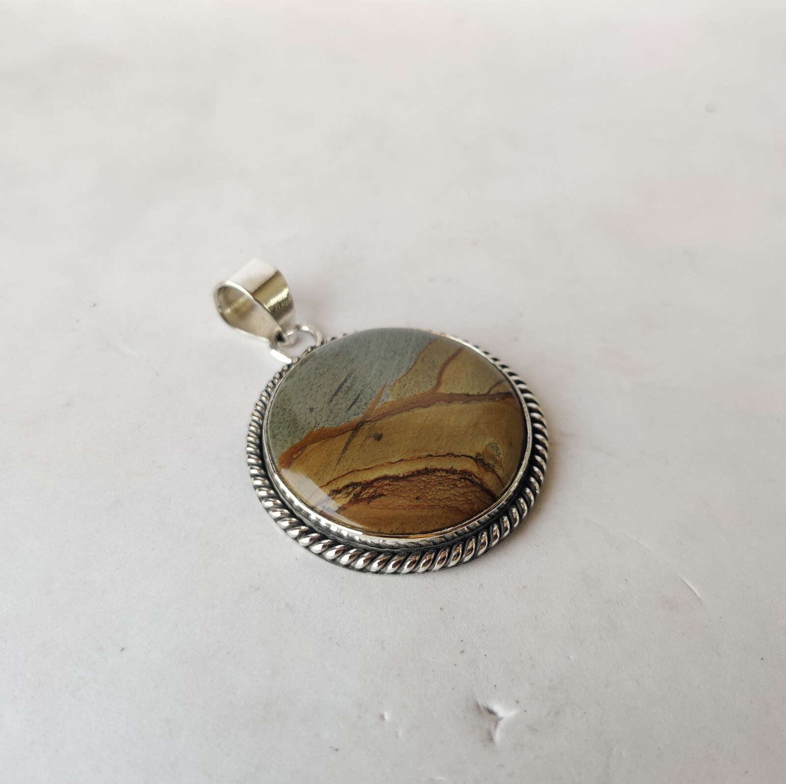Nice Picture Jasper Gemstone Pendant 925 Sterling Silver Free Shipping Pendant