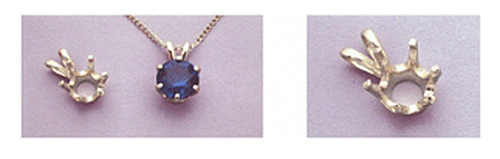 Solid Sterling Silver Round Six Prong Pre-Notched Pendant Setting (3 – 9mm)