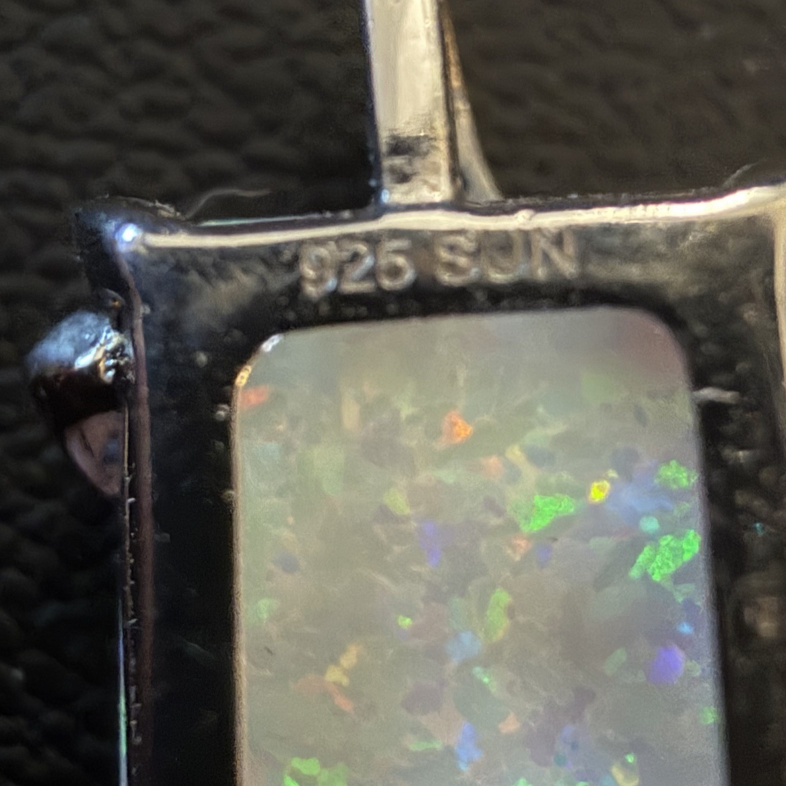 SUN Designer Sterling Silver Lab White Opal and White Topaz Halo Pendant 2g 3/4”