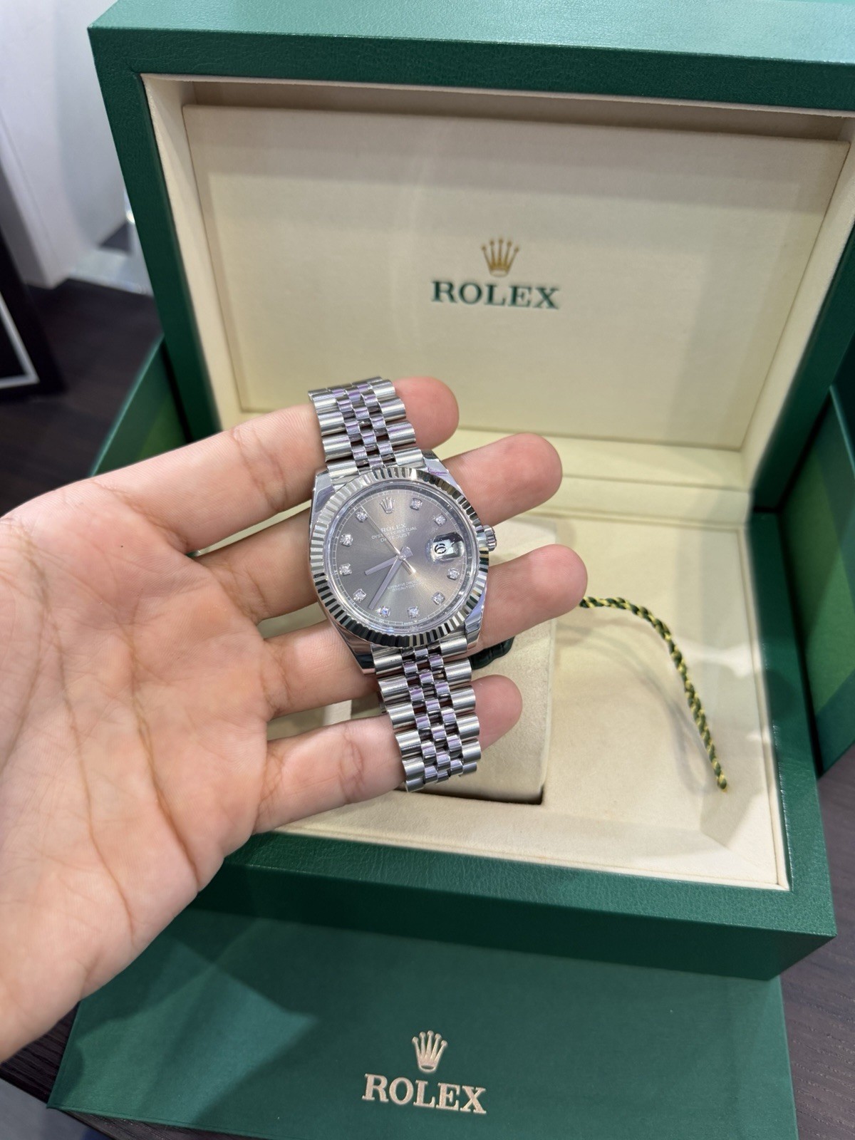 2021 Rolex Datejust 126334 Rhodium Diamond Dial SS Fluted Jubilee FULL SET!!41mm