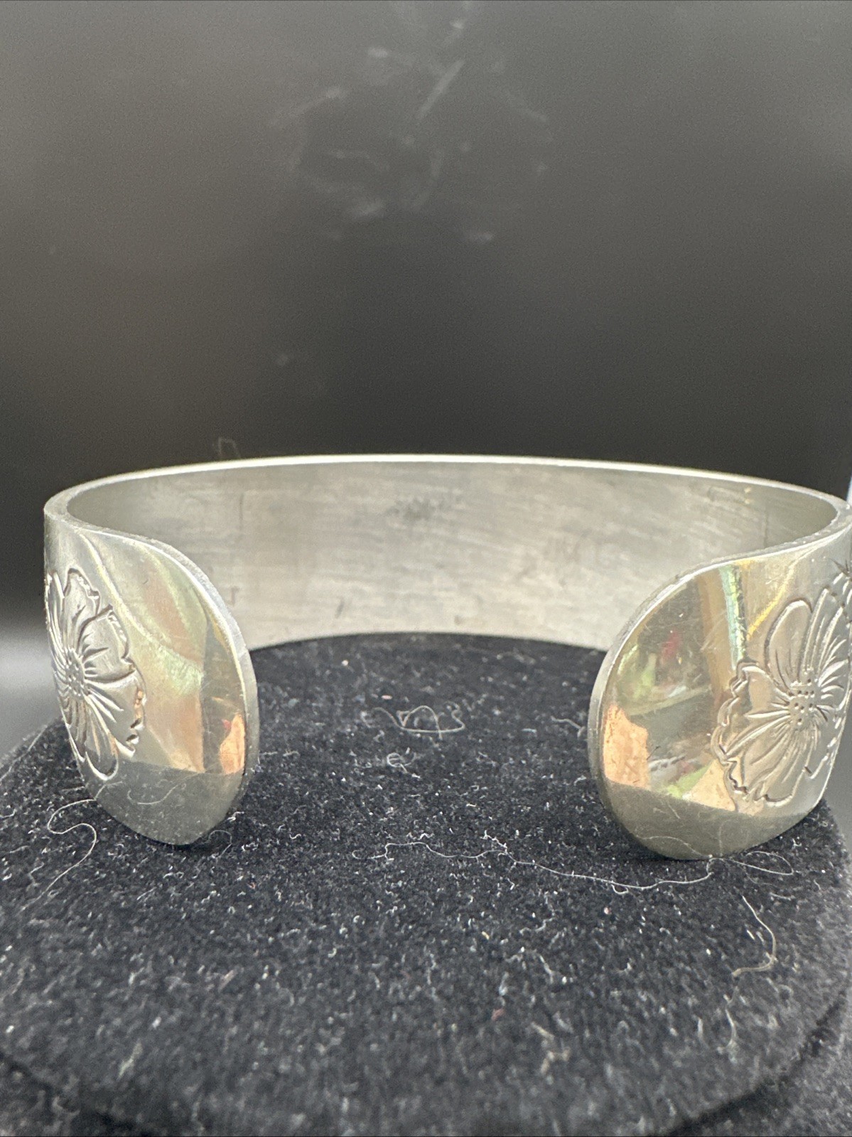 Kirk Stieff Cosmos Pewter Cuff Bracelet Etched Adjustable BohoChic 7/8” Wide C10