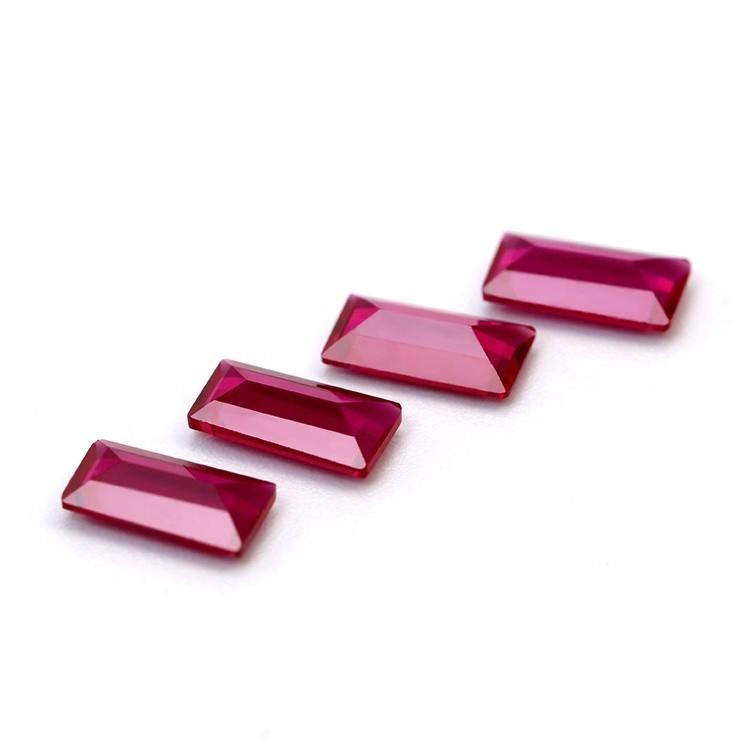 Baguette Fine Cut Lab Created Synthetic Ruby Loose Gemstone For Assorted Jewelry