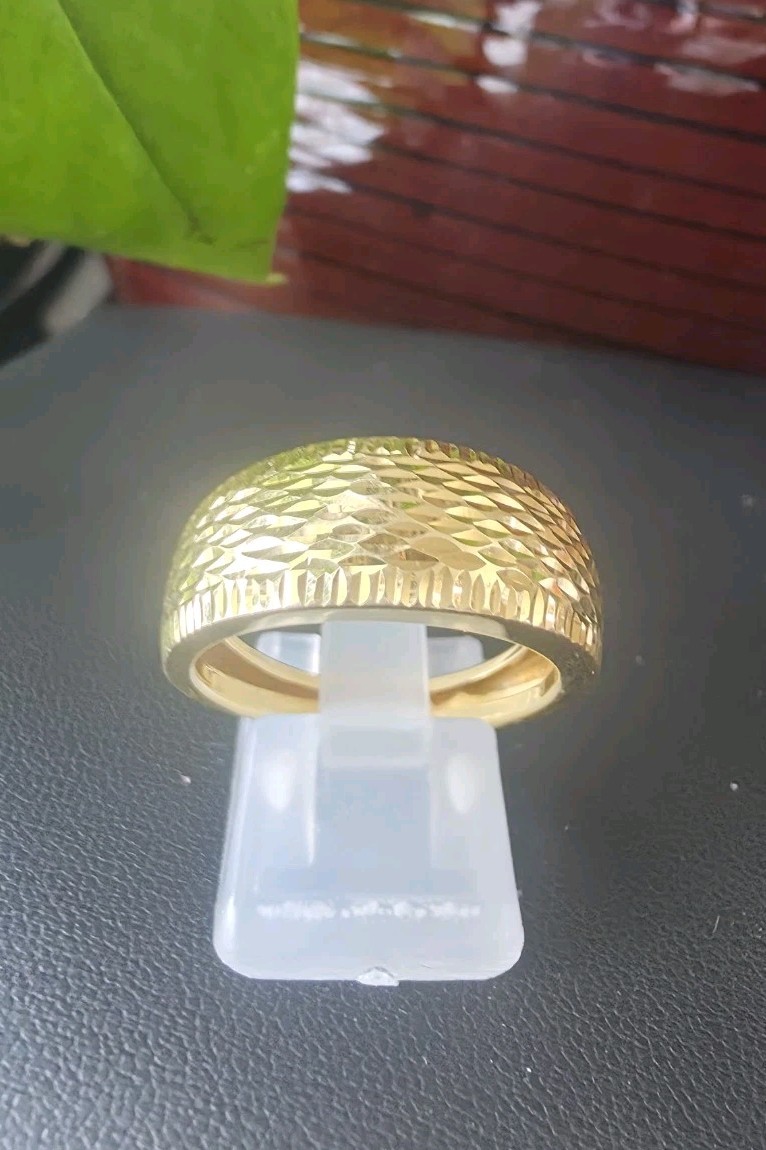 RL Italy 10k Solid Yellow Gold Textured Large Band Ring Size 9
