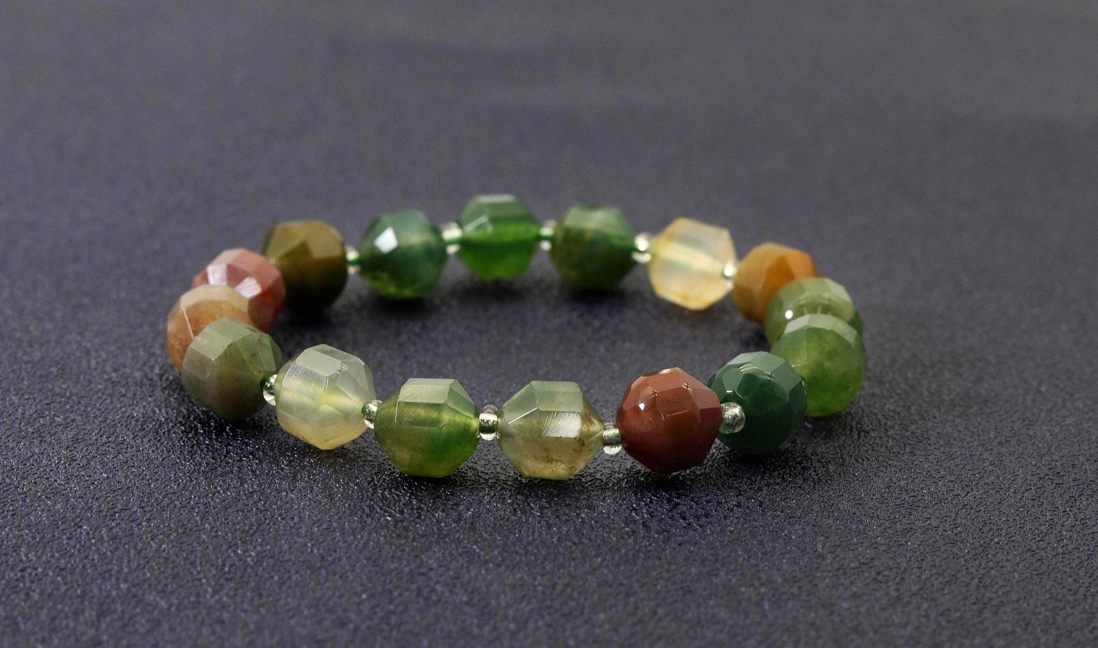 High-Quality Indian Agate, 8/10mm Handmade Bead Bracelet, Reiki Chakra Healing