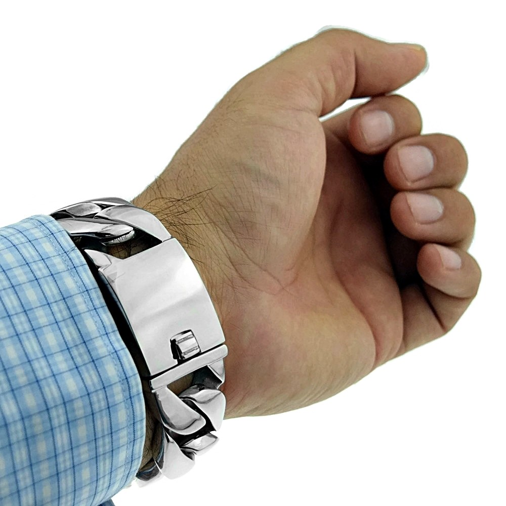 Mens Big Bracelet Cuban Link Heavy Solid 316L Stainless Steel 25MM Thick 8.5″