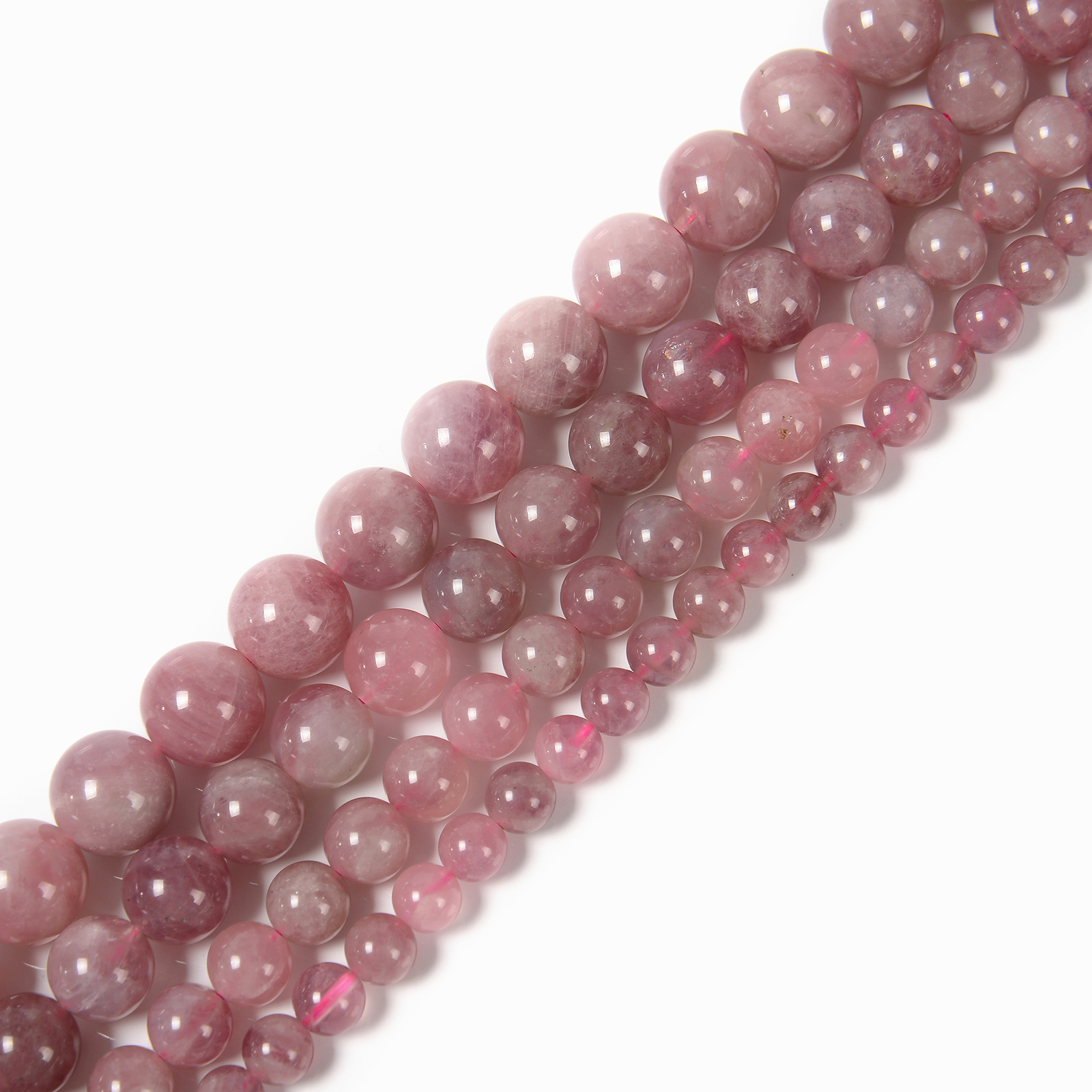 Madagascar Rose Quartz Smooth Round Beads Size 6mm 8mm 10mm 12mm 15.5” Strand