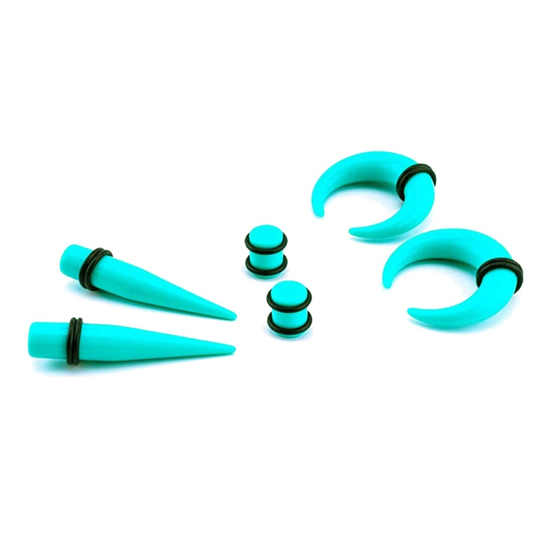 52Pcs Acrylic Ear Stretching Kit 14G-00G Beginner Gauge Crescent Taper Plug Set