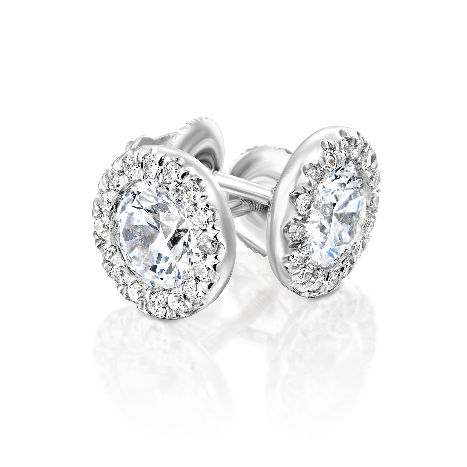 4 2/3 CT Shiny Round Cut Diamond Stud Earrings E-F/SI1-SI2 14K White Gold