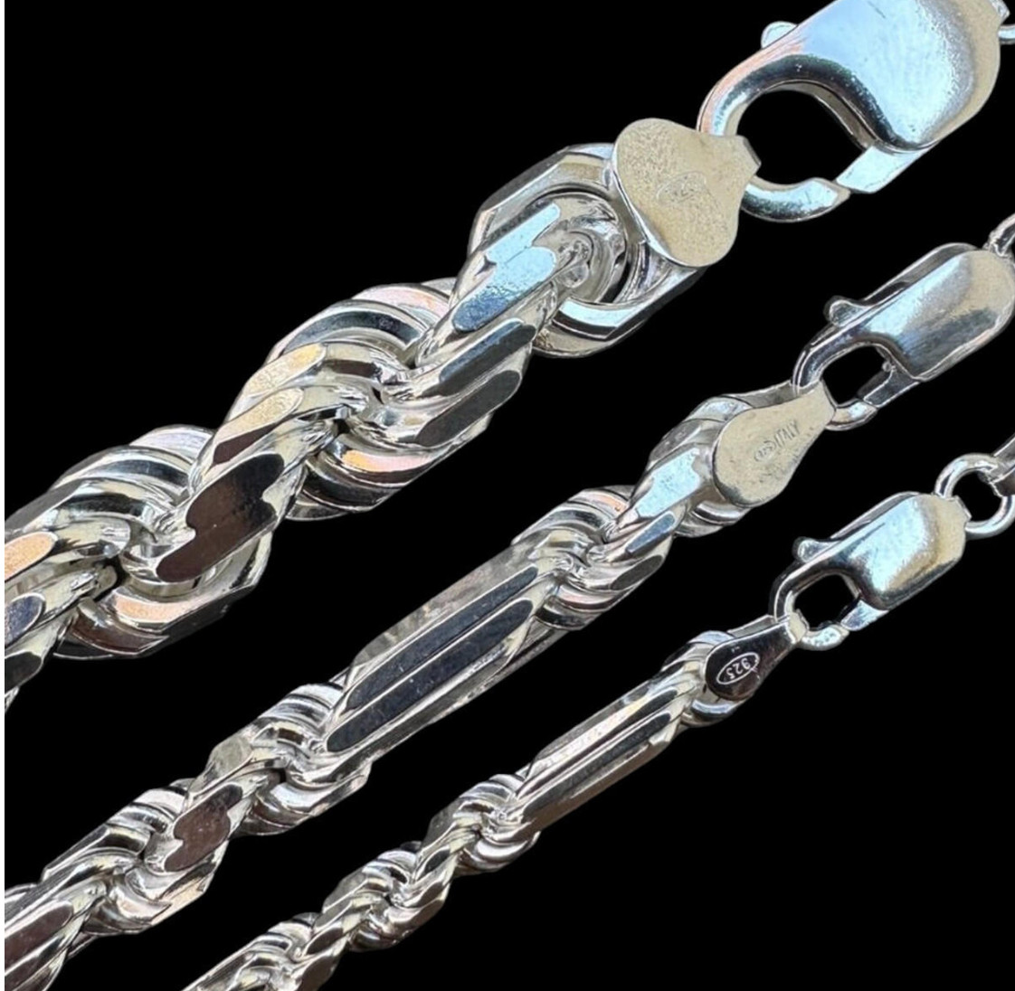 FigaRope Milano Chain Real Solid 925 Sterling Silver Necklace Or Bracelet 5-9mm