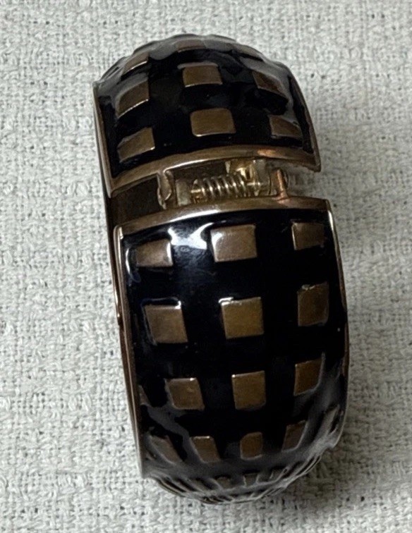 VTG Bracelet Signed Boucher Enamel Geometric Hinge