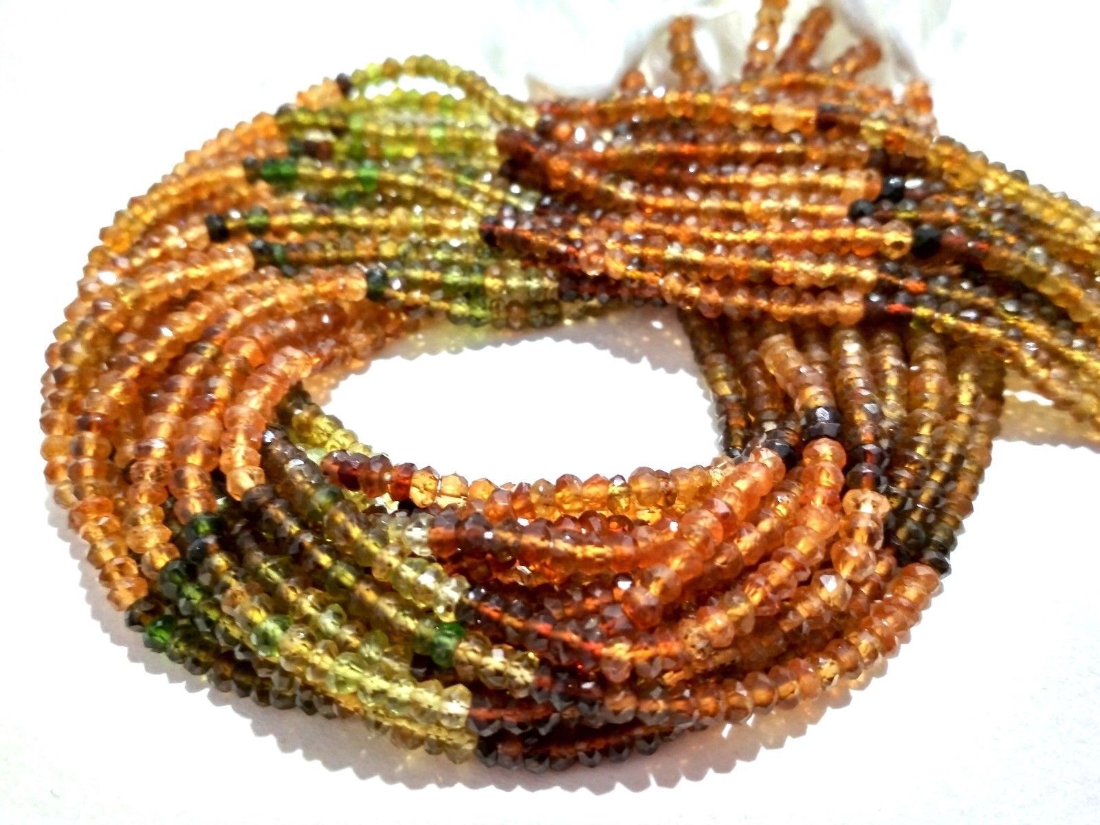 5 Strand Natural Multi Petrol Tourmaline Rondelle Faceted Beads 12″inch MPT1