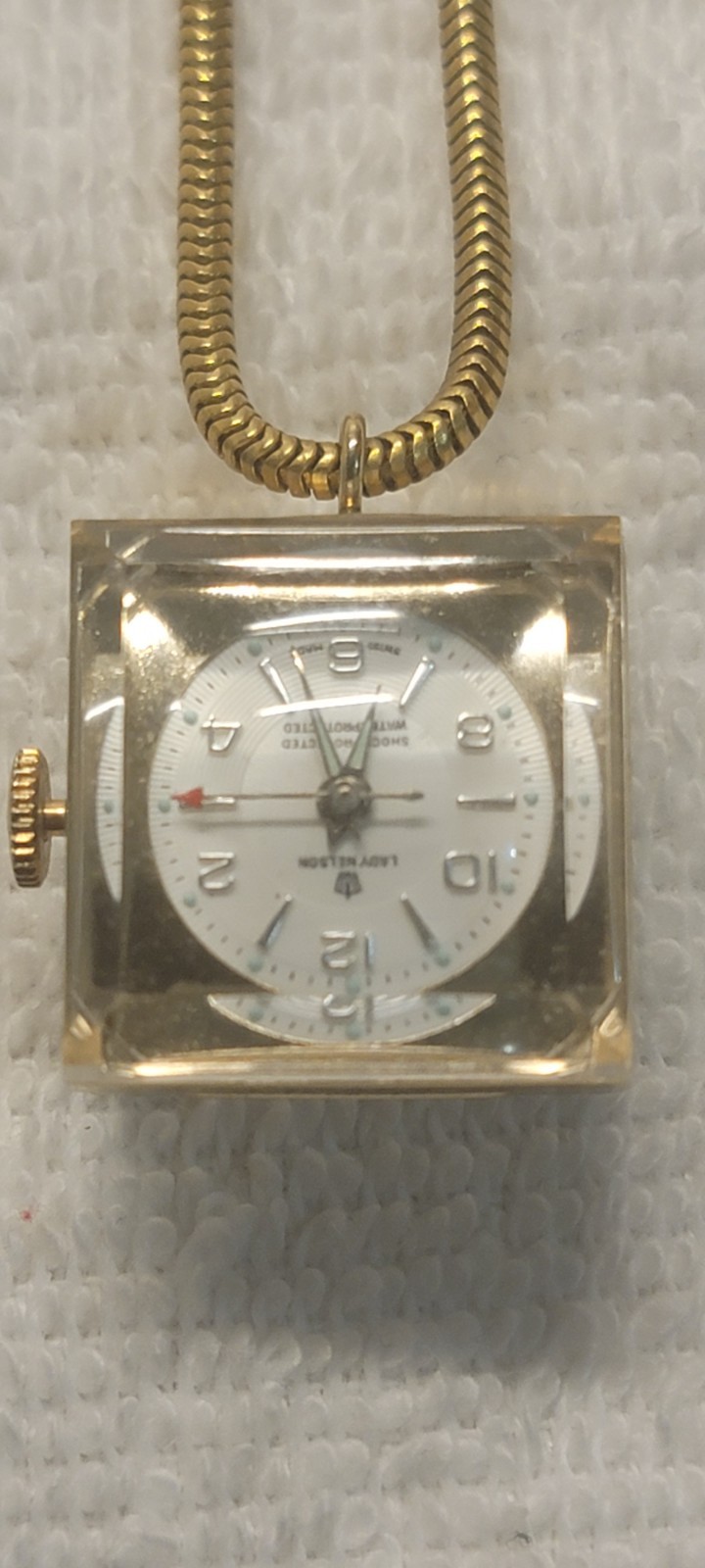 Lady Nelson Swiss Made Mechanical Women’s Square Gold Tone Watch Silver Dial