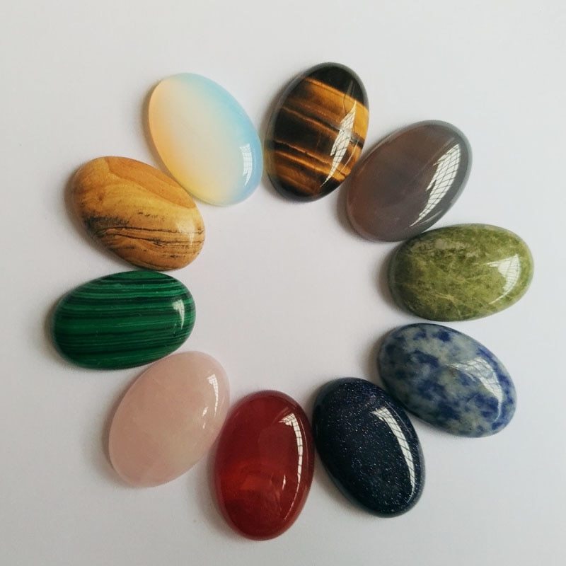 10pcs/lot Wholesale 20x30mm Natural Stone Mixed Oval CAB CABOCHON DIY No Holes