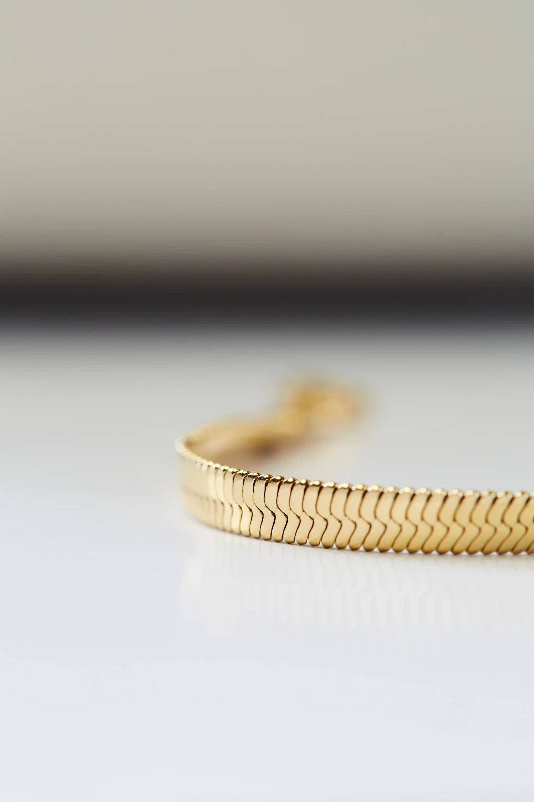 14K Gold Plated Herringbone Bracelet Set Womens Korea Classic