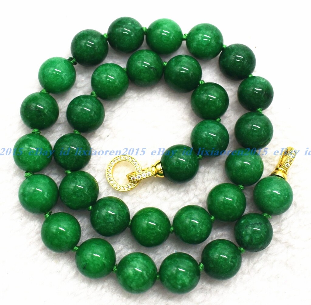 Natural Green Jade Jasper Round Gemstone Beads Necklace 16-36 inches AAA+