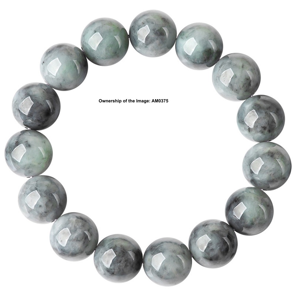 Natural Grade A Jade 13mm Gray Bead Stretch Bracelet Women Men Bracelet 16-18cm