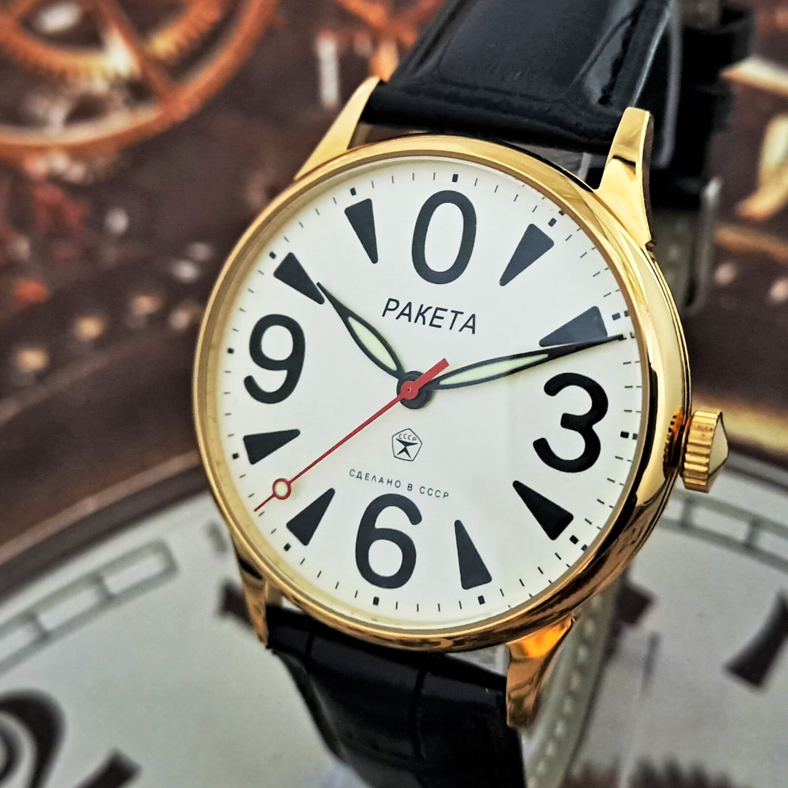 RAKETA Big Zero Men’s watch Dress Watch Vintage Mechanism 2609.HA USSR Gold