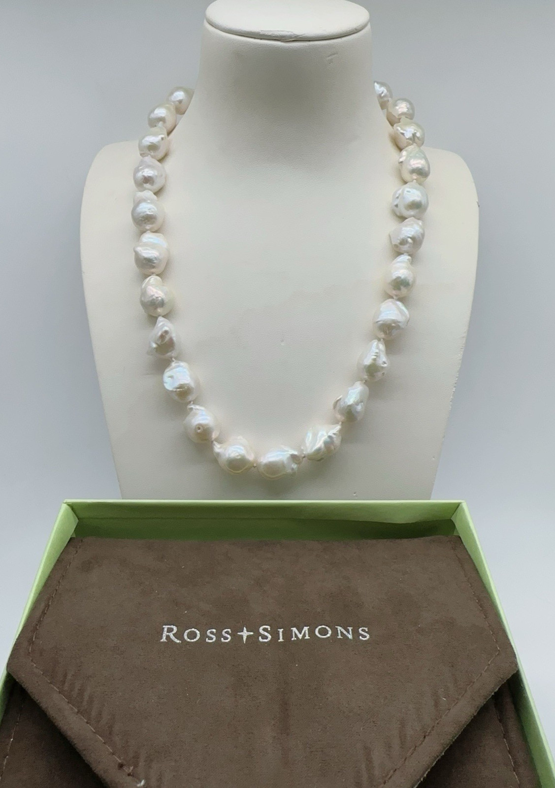 Ross Simons 12-15mm Cultured Baroque Pearl 14k Gold Clasp 20″ Necklace w/Box #yk