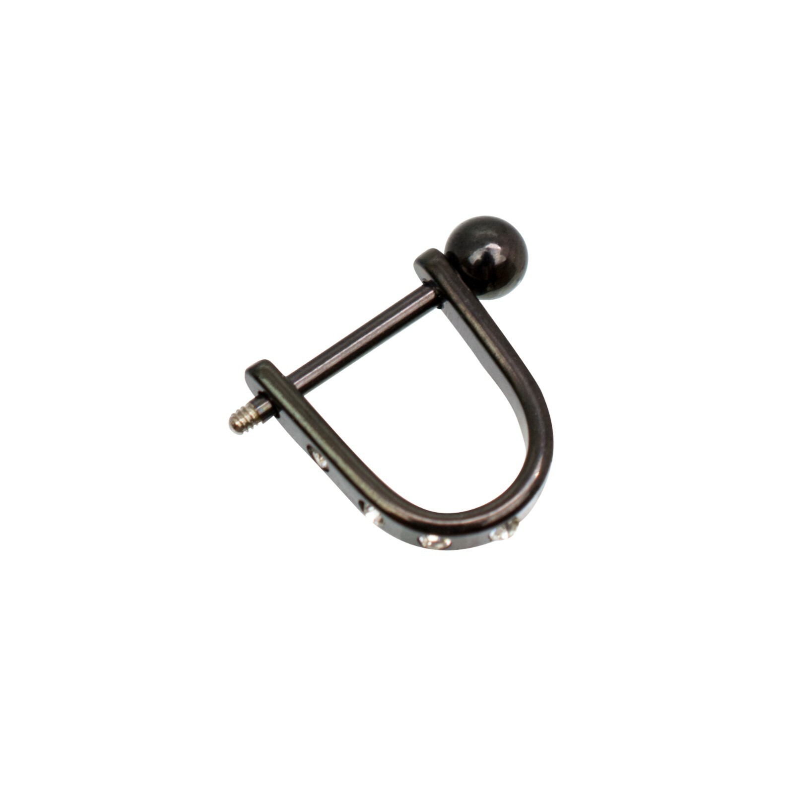 Nipple Shields U Shape Anodized Black with Cubic Zirconias Sold as a Pair 14G