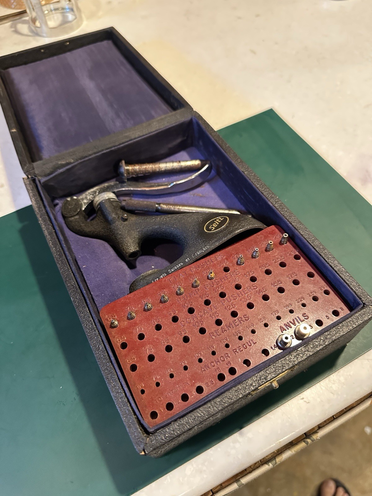 Vintage Seitz Swiss Watchmakers Jeweling Tool Set in Box