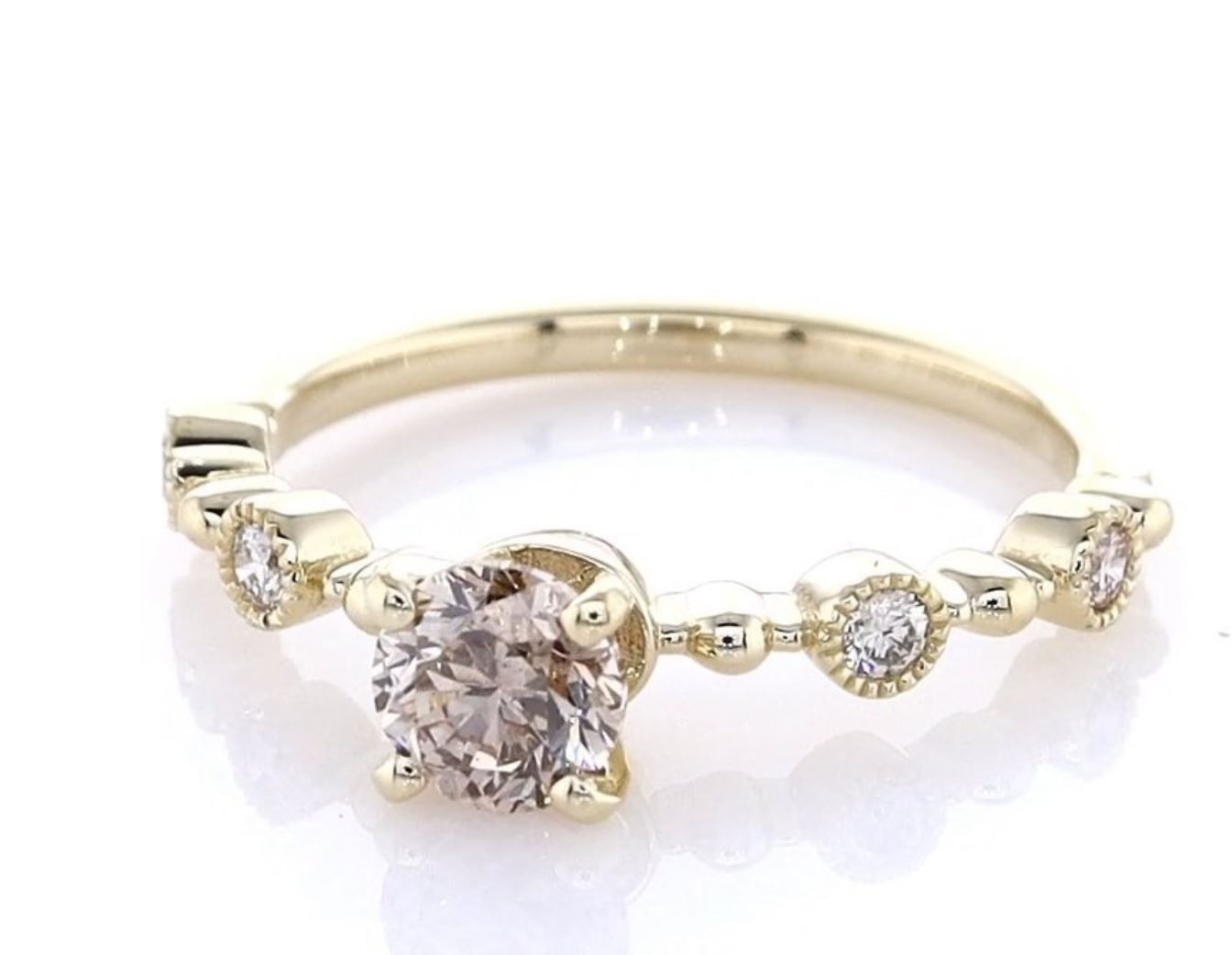 IGI Certified 0.60ct Natural Round Brilliant Cut Diamond Ring in 14K Yellow Gold