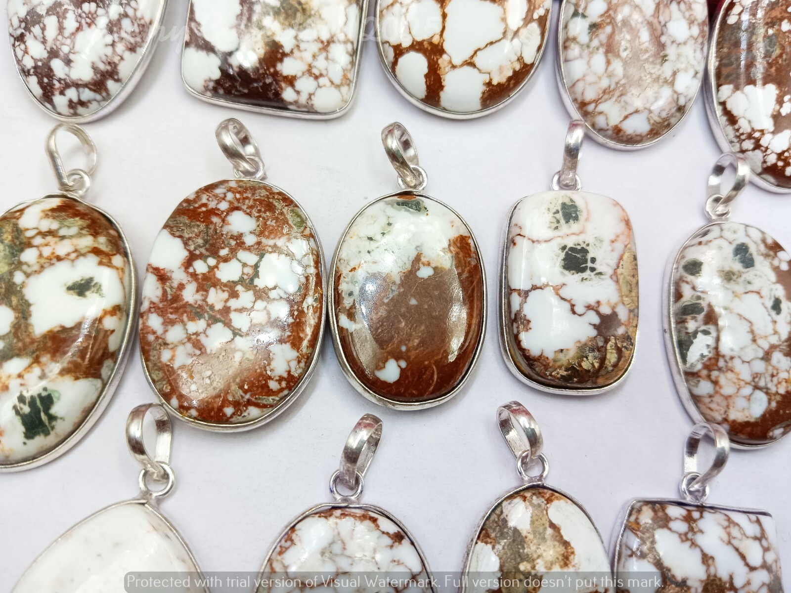 Wild Horse Jasper Gemstone 5PCS Pendants 925 Silver Plated Wholesale Jewelry Lot