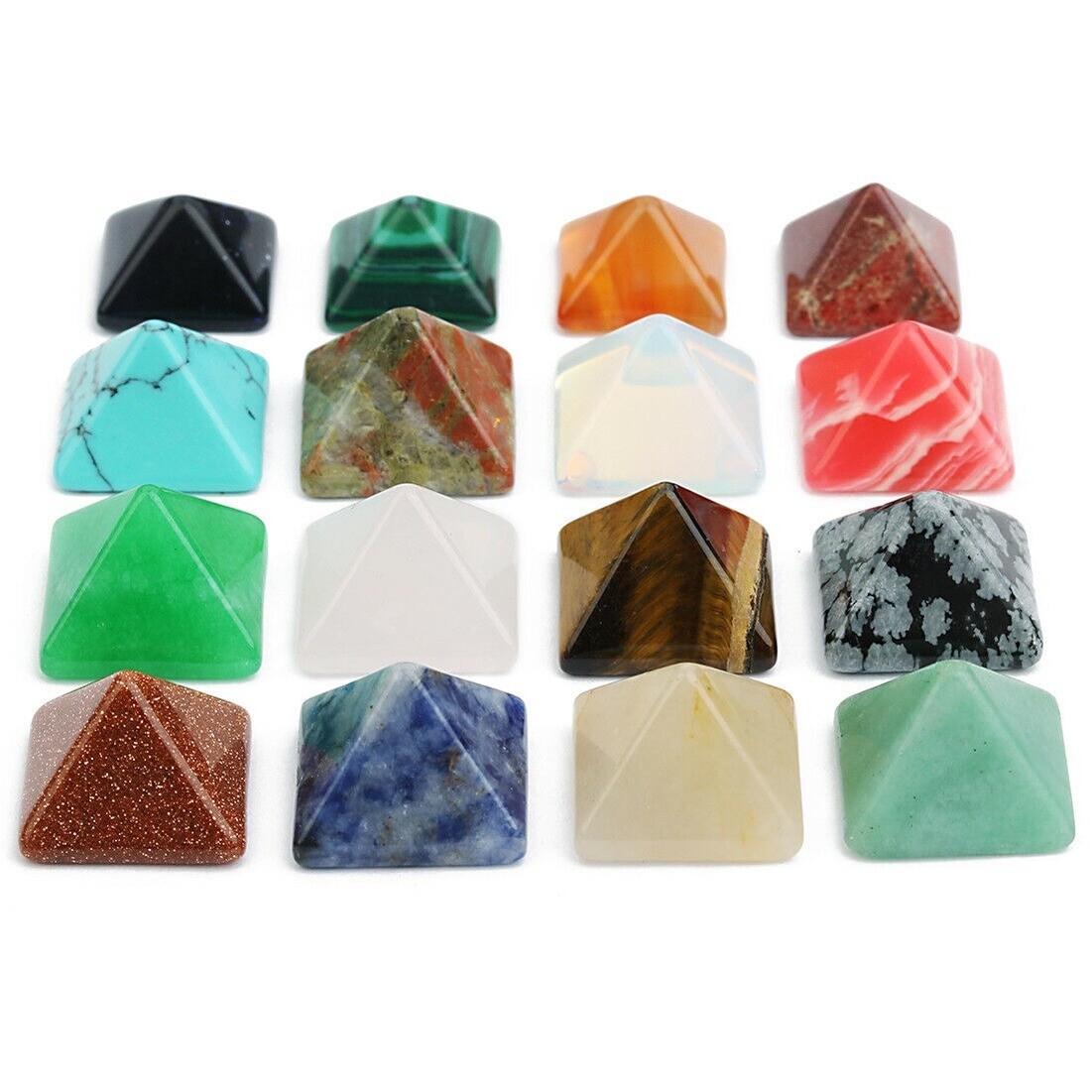 50pcs/lot 12mm Square Natural Stone Pyramid Shape Cabochon Beads DIY No Holes