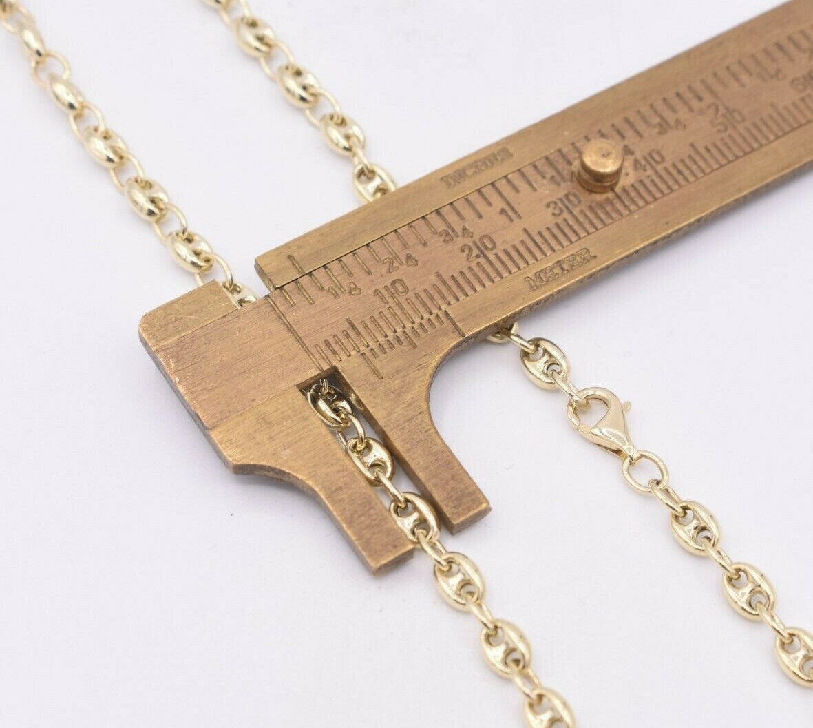 4mm Puffed Mariner Anchor Link Chain Necklace REAL Solid 10K Yellow Gold