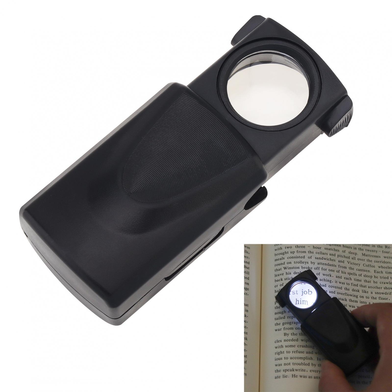 30X Pull-type Magnifier Mini Pocket Hand Magnifying Glass with LED Light Source