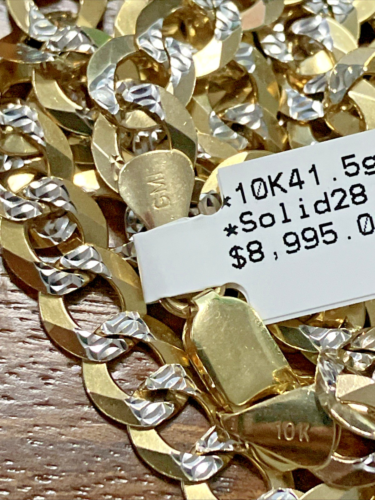 10kt Real Solid Gold Curb Link Chain 41.5grams 8.7mm 28.5” GMI New w/ Retail Tag