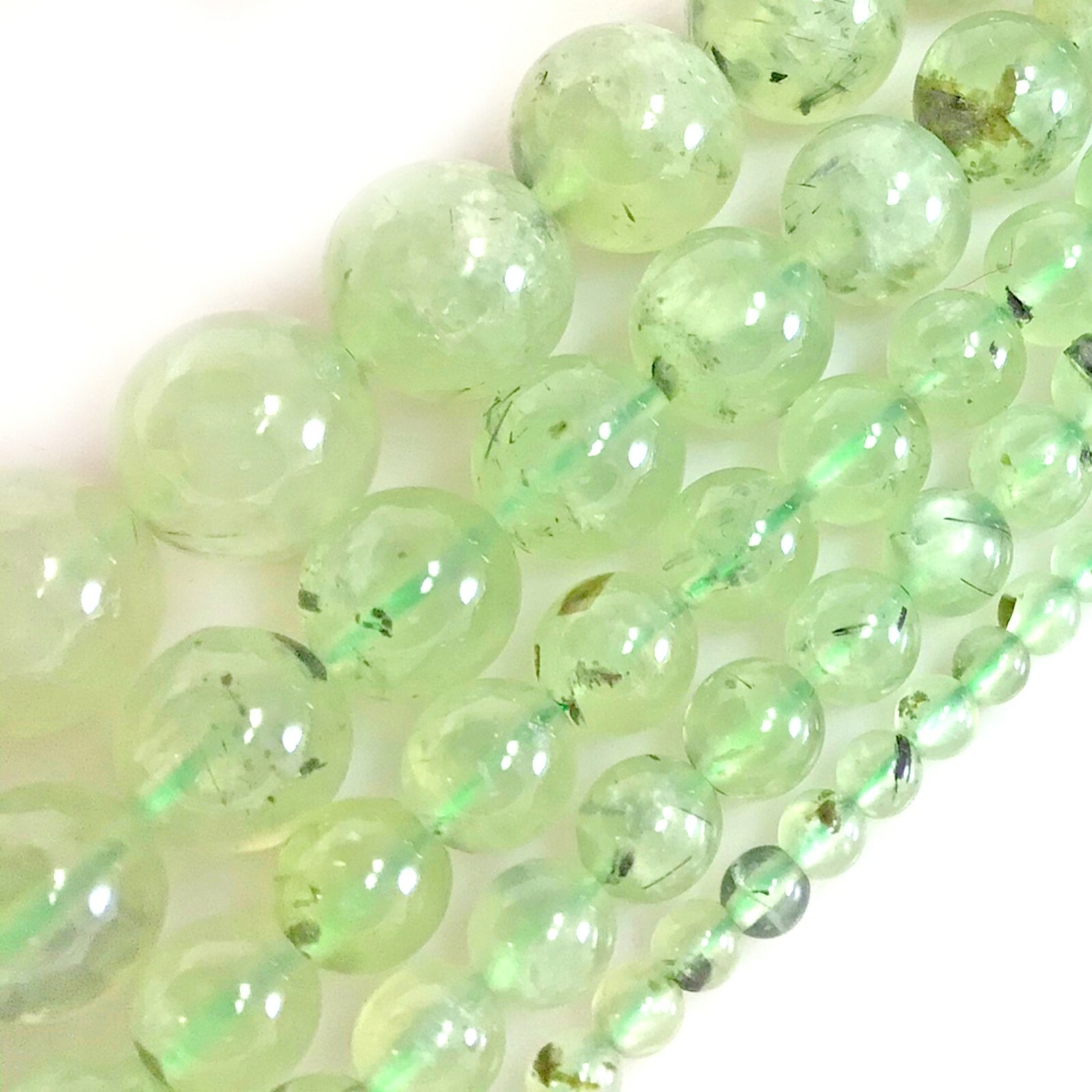 Gemstone Green Natural Prehnite Round Beads 15″ strand 4mm 6mm 8mm 10mm 12mm